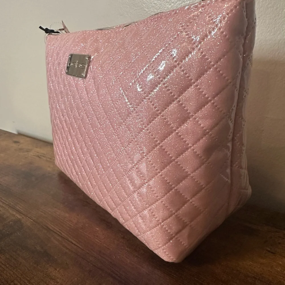 bebe Pink Quilted Cosmetic Bag